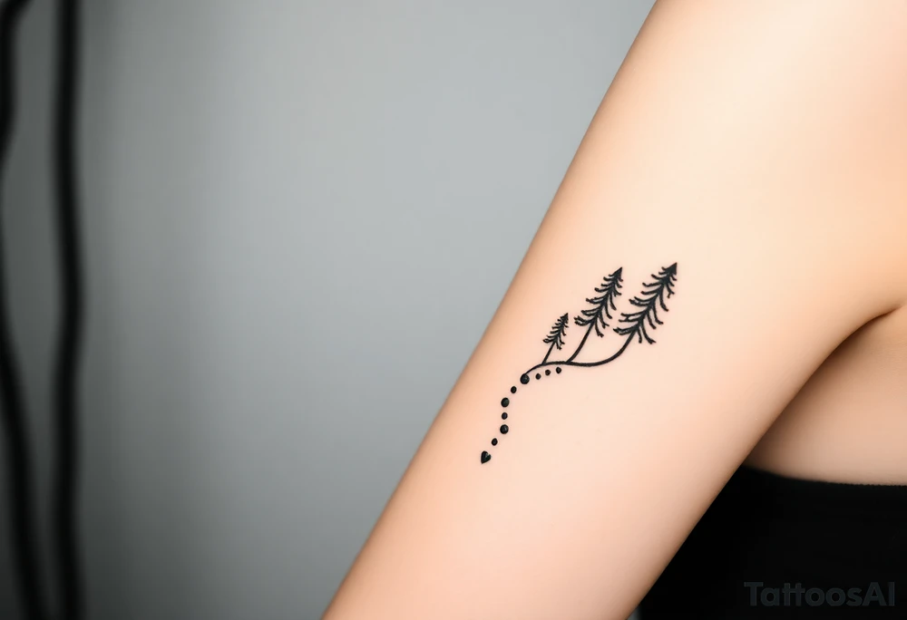 abstract path in the woods with mountains in the background tattoo idea