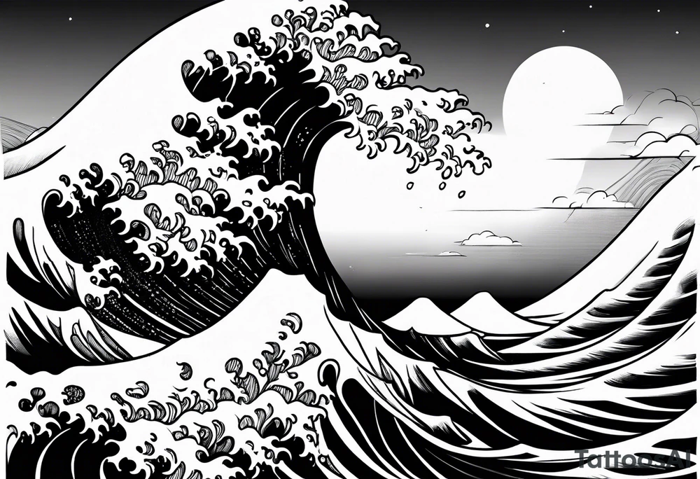 wave and cloud tattoo idea