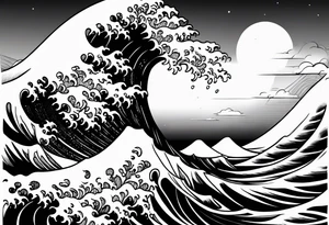 wave and cloud tattoo idea