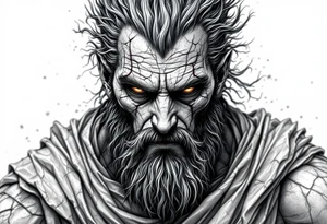 Hades forward facing stone portrait Greek mythology tattoo idea