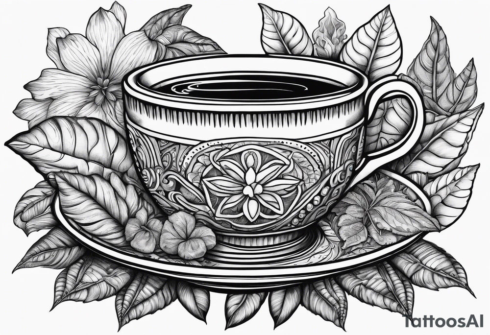 Ayahuasca mushrooms like a cup of tea made by indians tattoo idea