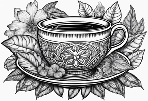 Ayahuasca mushrooms like a cup of tea made by indians tattoo idea
