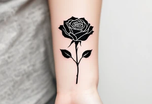 Simple black rose silhouette, no shading or color, for a bold minimalist look. tattoo idea