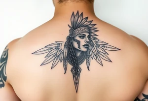 modern lady Aztec warrior sad but strong tired but still going tattoo idea