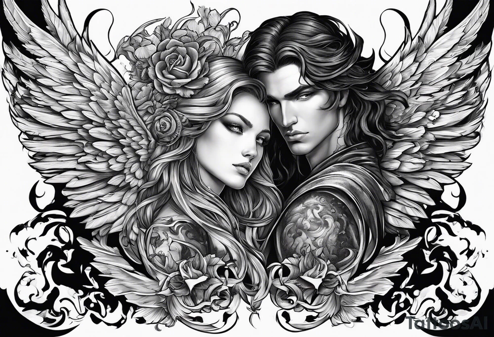 Angel vs Demon for all mankind tattoo idea