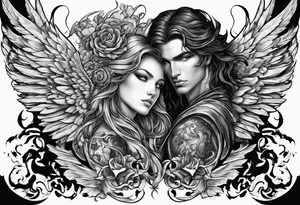 Angel vs Demon for all mankind tattoo idea