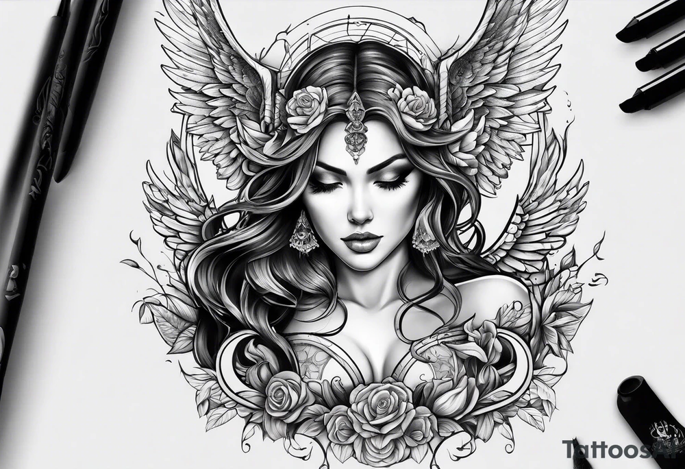 Angel and demon women tattoo idea