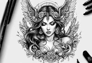 Angel and demon women tattoo idea