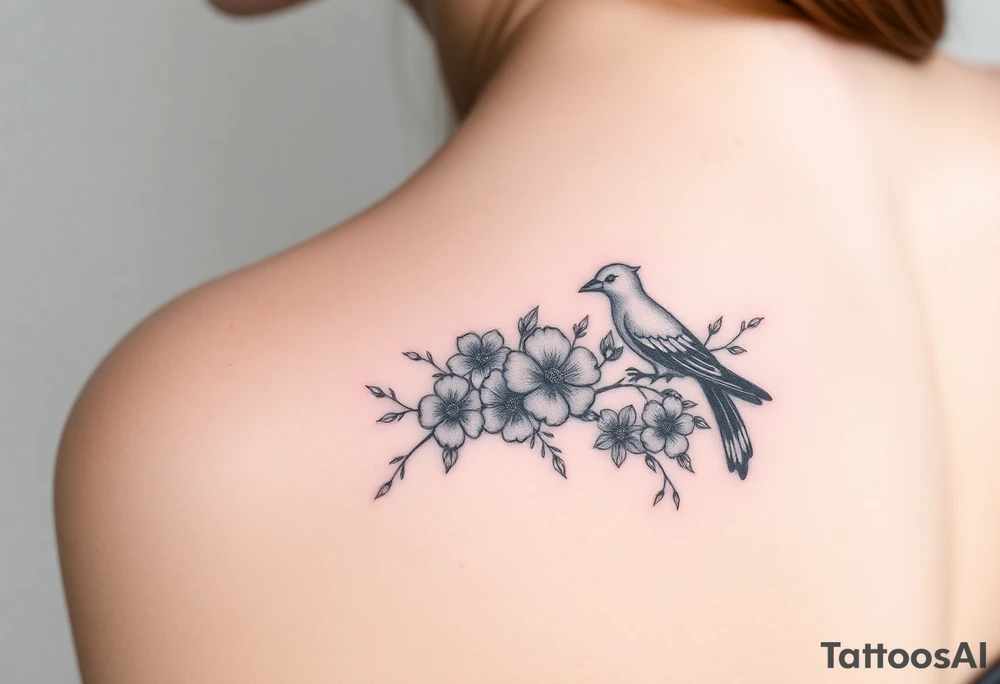 crows with flowers tattoo idea