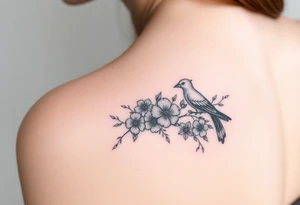 crows with flowers tattoo idea