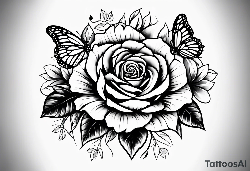 Paw print, fower rose, sunflower, butterfly tattoo idea