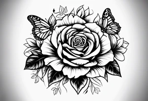 Paw print, fower rose, sunflower, butterfly tattoo idea