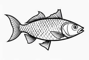 Aggressive looking minimalist cartoon fish tattoo idea