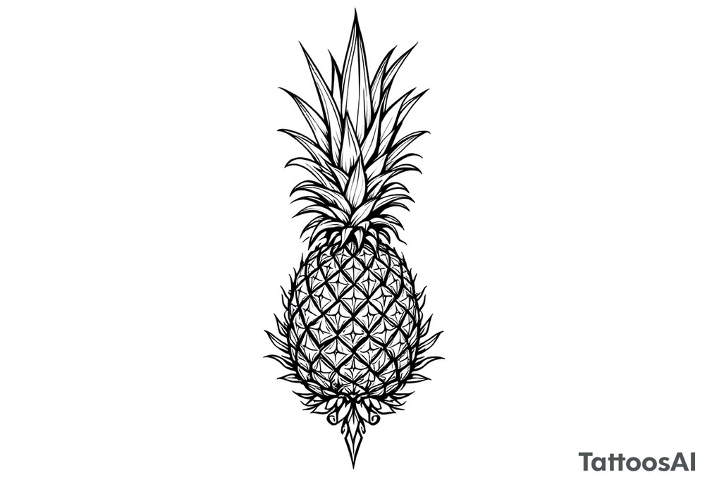 Majestic pineapple, crown, diamonds, vagina, anus tattoo idea