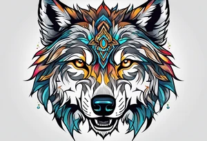 Wolf face roaring tattoo idea