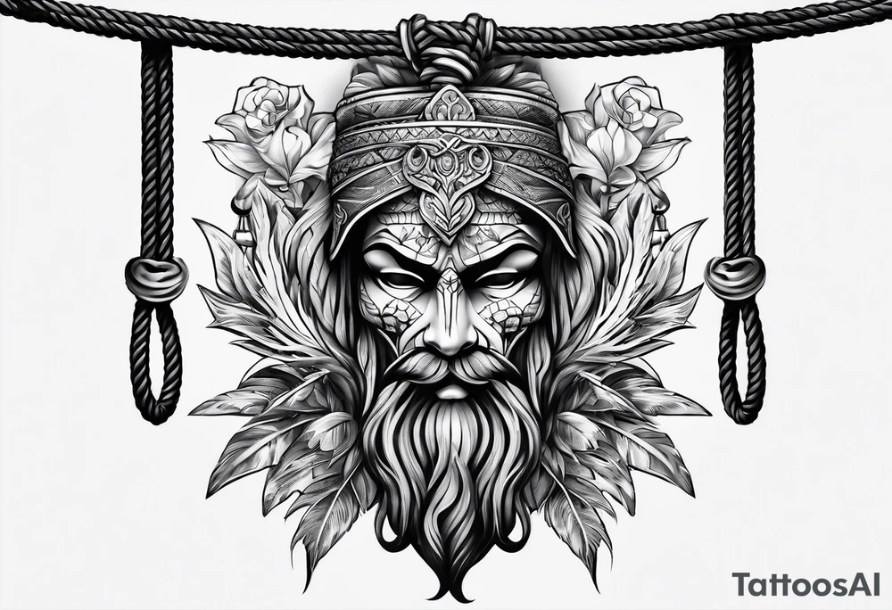 hanging rope shadow tattoo idea