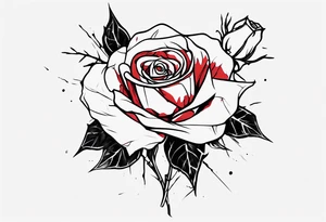 a one-line rose, add some splattered red blood and thorns, tall tattoo idea
