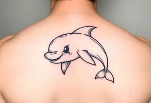 Cartoon dolphin with a mischievous face tattoo idea