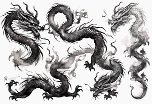 long chinese dragon with scales tattoo idea