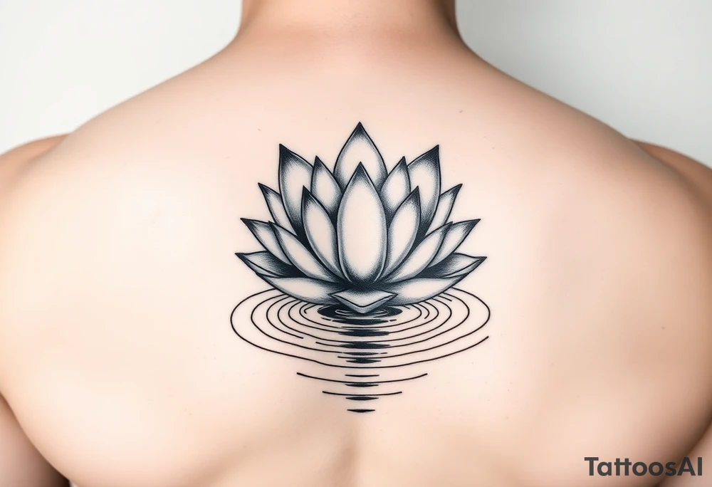 serene lotus flower emerging from sacred waters with ripples tattoo idea