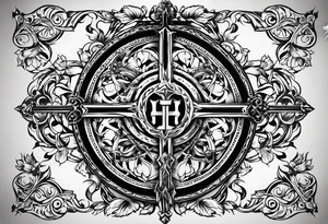 A tattoo that states catholic religion, pain and discipline to achieve your goals in life. it should be placed on the upper back. tattoo idea