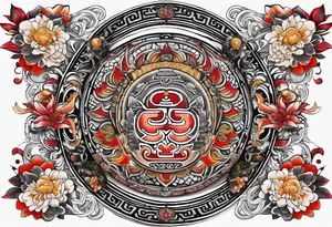 anciest babylonian wisdom strength colerfull tattoo idea