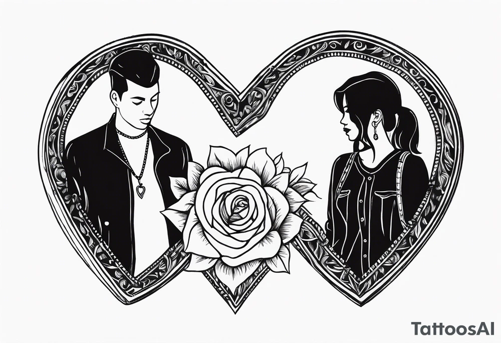 necklace heart locket with two human shadows tattoo idea necklace heart locket with two human shadows tattoo idea