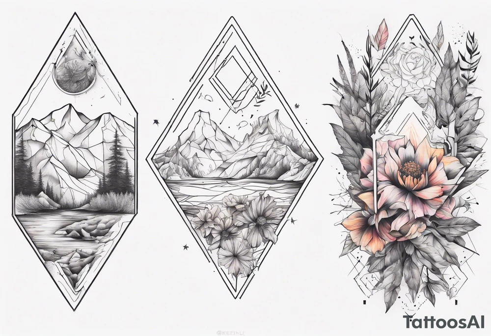 Back tattoo fine line with nature and some
Colors tattoo idea