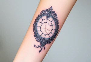 hand held cracked mirror tattoo idea