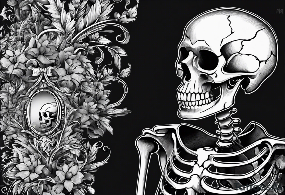 skeleton with word "MRBG" tattoo idea