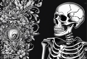 skeleton with word "MRBG" tattoo idea