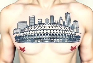 Astrodome in front of Houston skyline tattoo idea