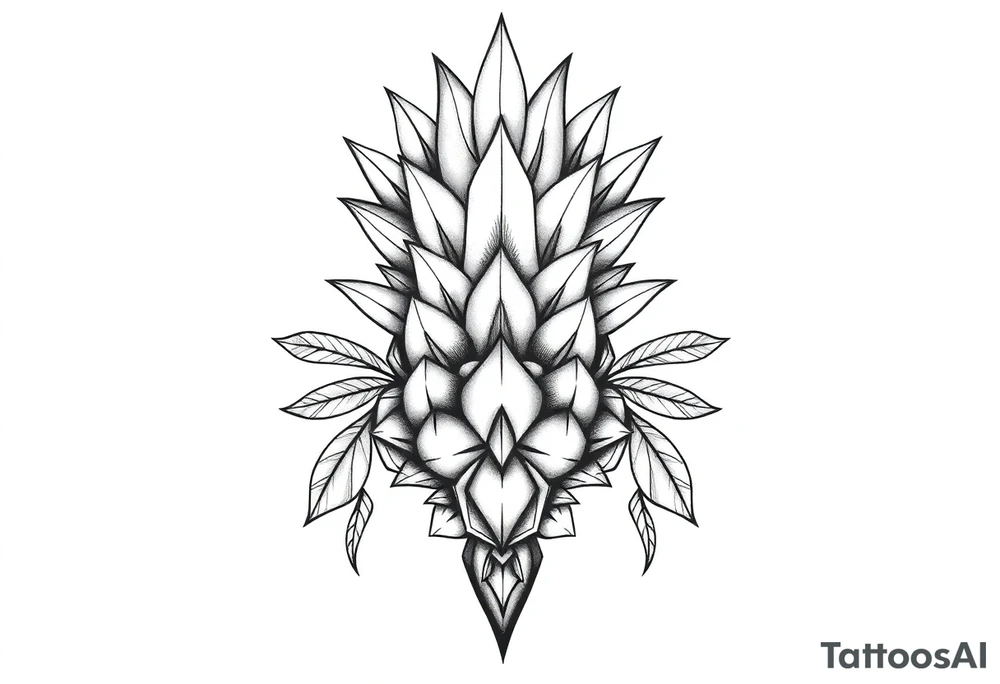 Bushy crown pineapple vagina, design to go over vagina , erotic vagina area design, anus to be at the bottom tattoo idea