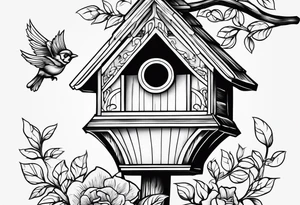 Outline of a birdhouse tattoo idea