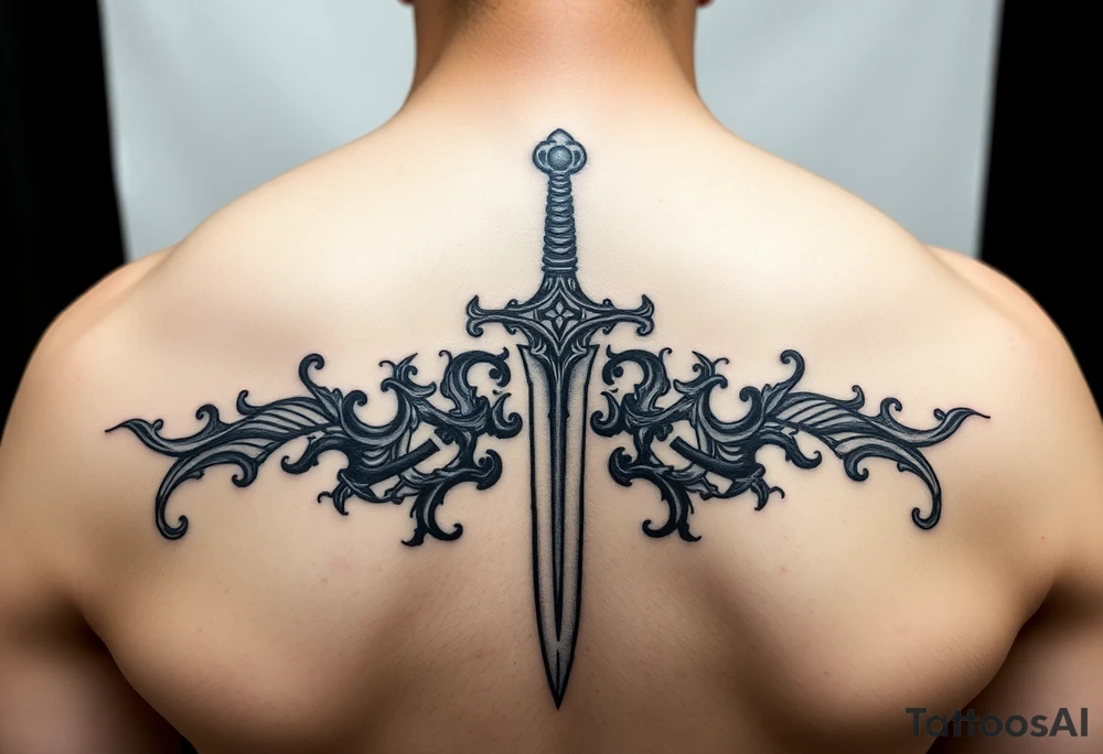 Arabian gothic style tattoo with a sword tattoo idea
