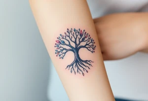 mystical tree of life with cosmic roots and celestial branches tattoo idea