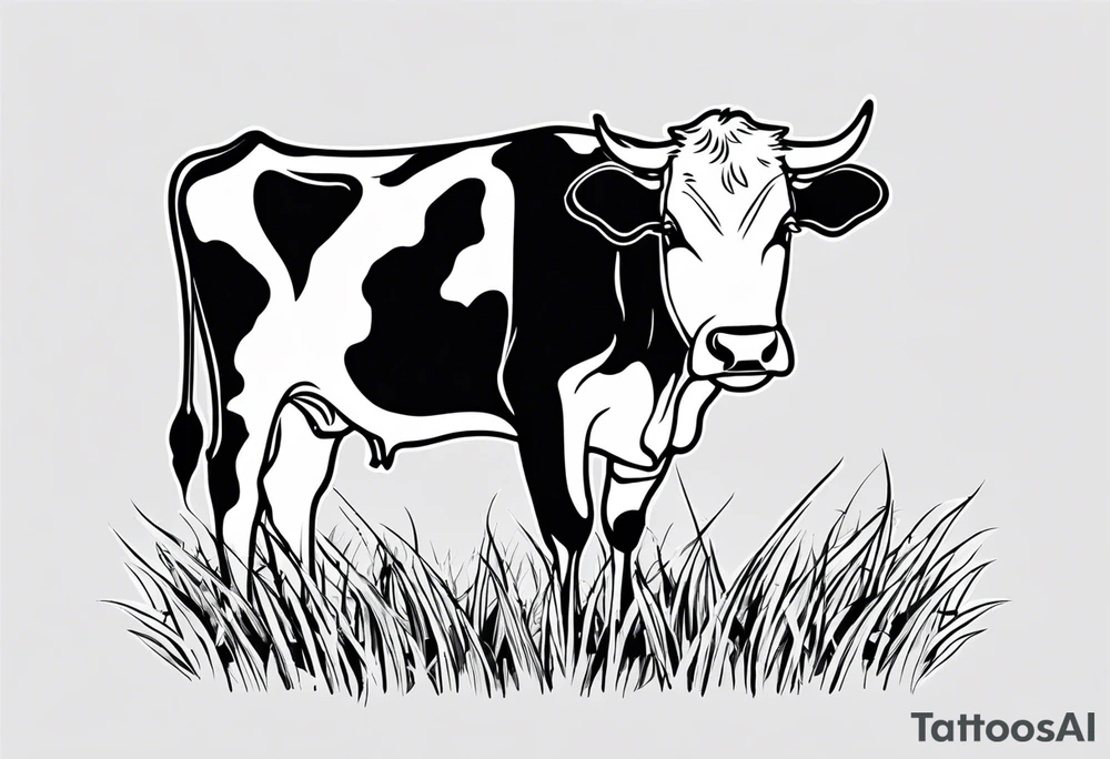 COW EATING GRASS tattoo idea