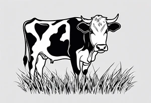 COW EATING GRASS tattoo idea