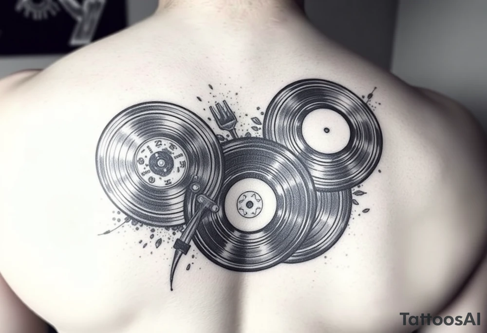 vinyl records with water color tattoo idea