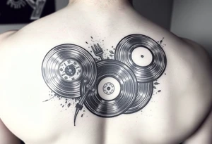 vinyl records with water color tattoo idea