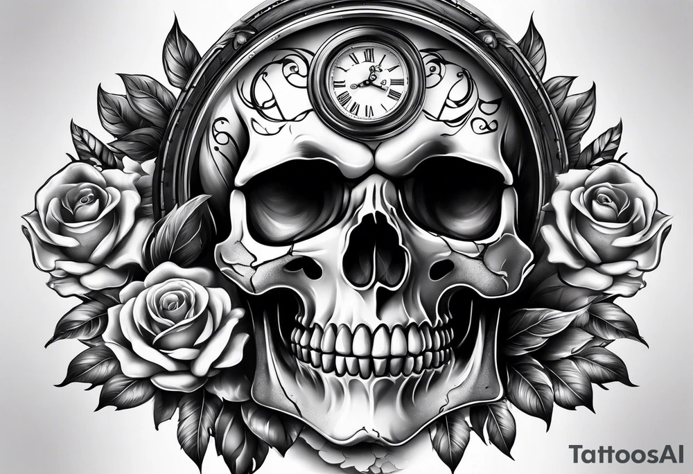 skull with pocket clock tattoo idea