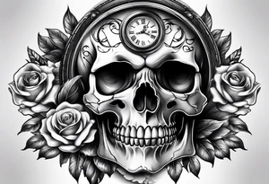 skull with pocket clock tattoo idea