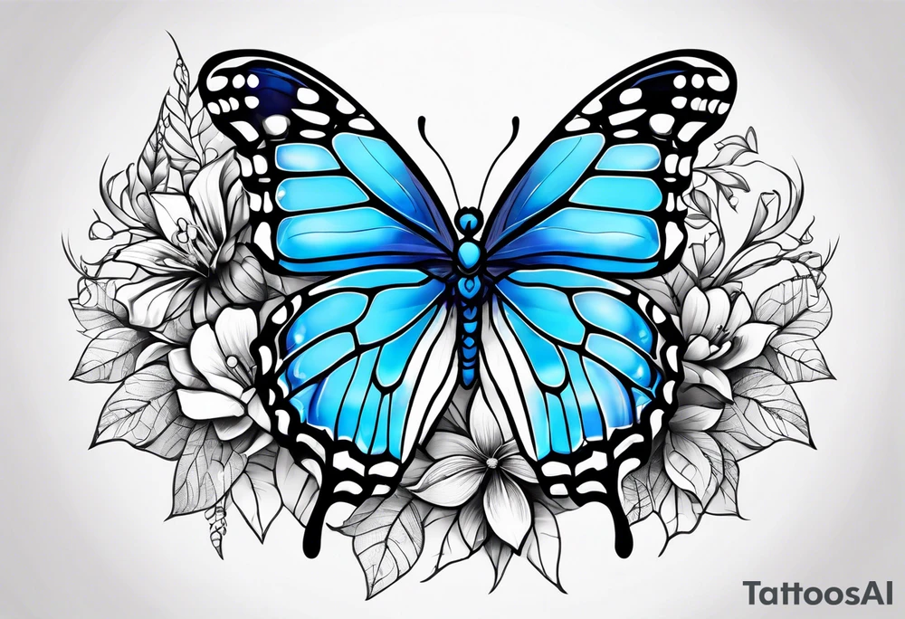 blue monarch butterflies on a vine tattoo idea