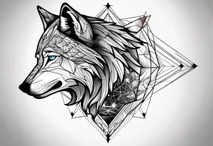Constellation, animal wolf, géométric tattoo idea