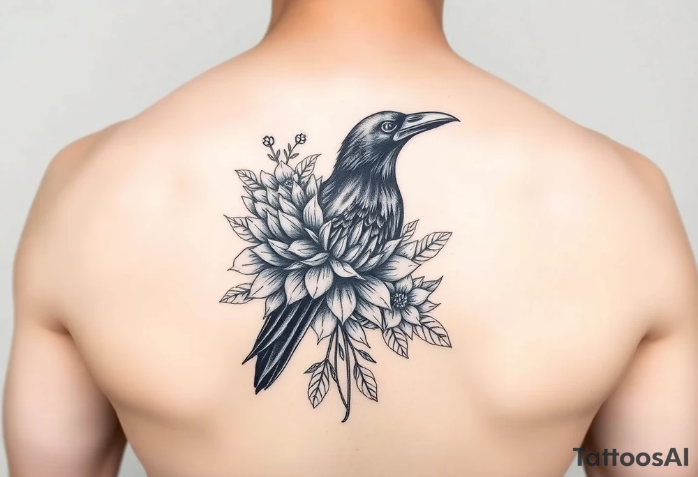 chrysanthemum and crow tattoo idea