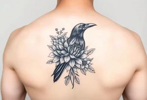 chrysanthemum and crow tattoo idea