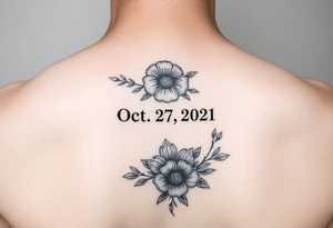 October 27, 2021 Roman numeral date and October birth flower tattoo idea