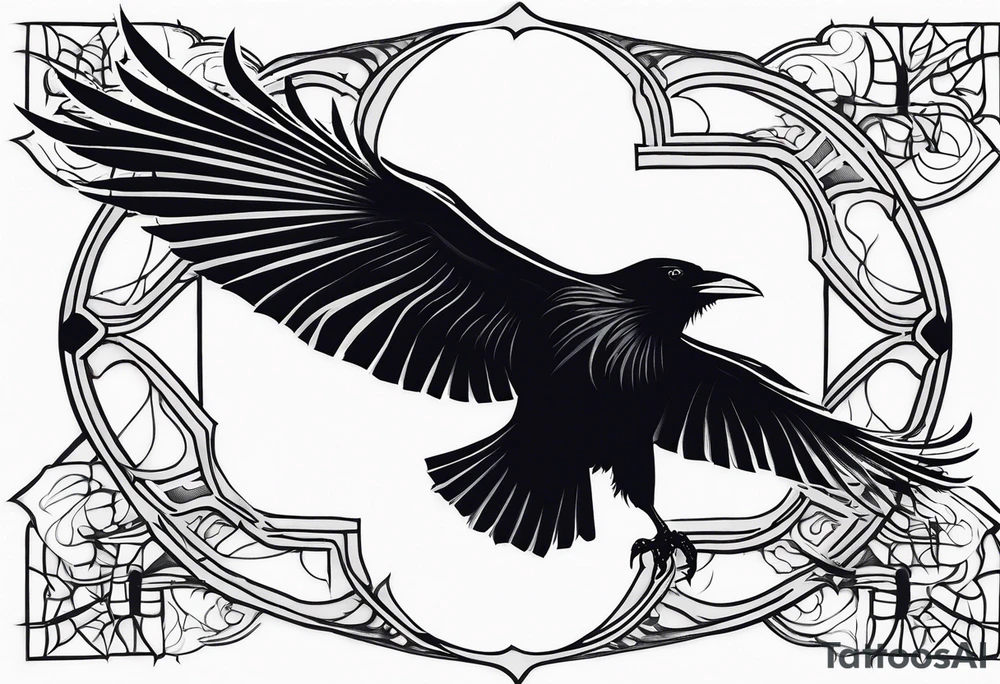 black raven roaring in the sky tattoo idea