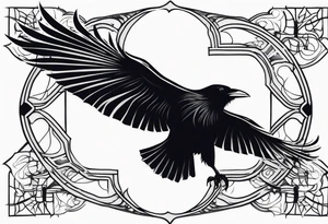 black raven roaring in the sky tattoo idea