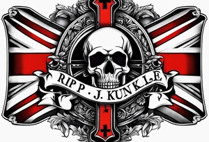 a cool cross with a banner rapped around it and the words RIP  Robert J Kunkle  on the banner tattoo idea